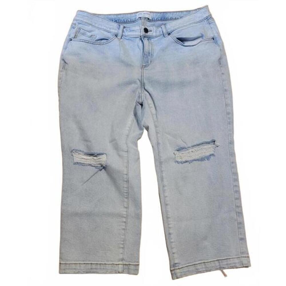 Lane Bryant Light Wash Distressed Cropped Wide Leg Jeans‎ Size 16